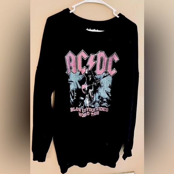 Tops | Acdc Sweatshirt Blow Up Your Video World Tour Womens Unique Pink ...